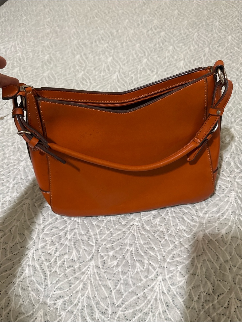 Madison & Max Suede Tote in Cognac Orange